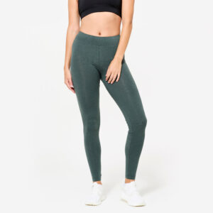 DOMYOS Dámske fitness legíny slim kaki zelené XS W26 L30