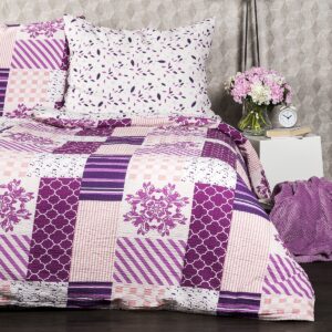 4Home Krepové obliečky Patchwork violet, 140 x 200 cm, 70 x 90 cm