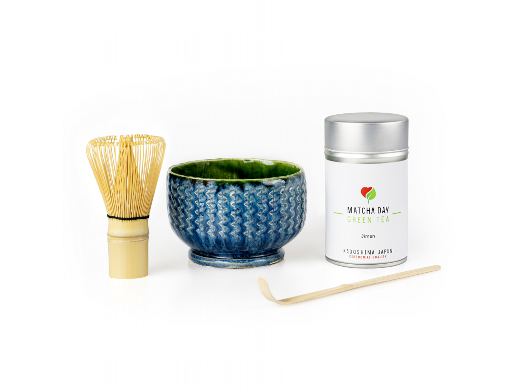 Matcha čaj set - Jimen 50g (plechovka) modrá