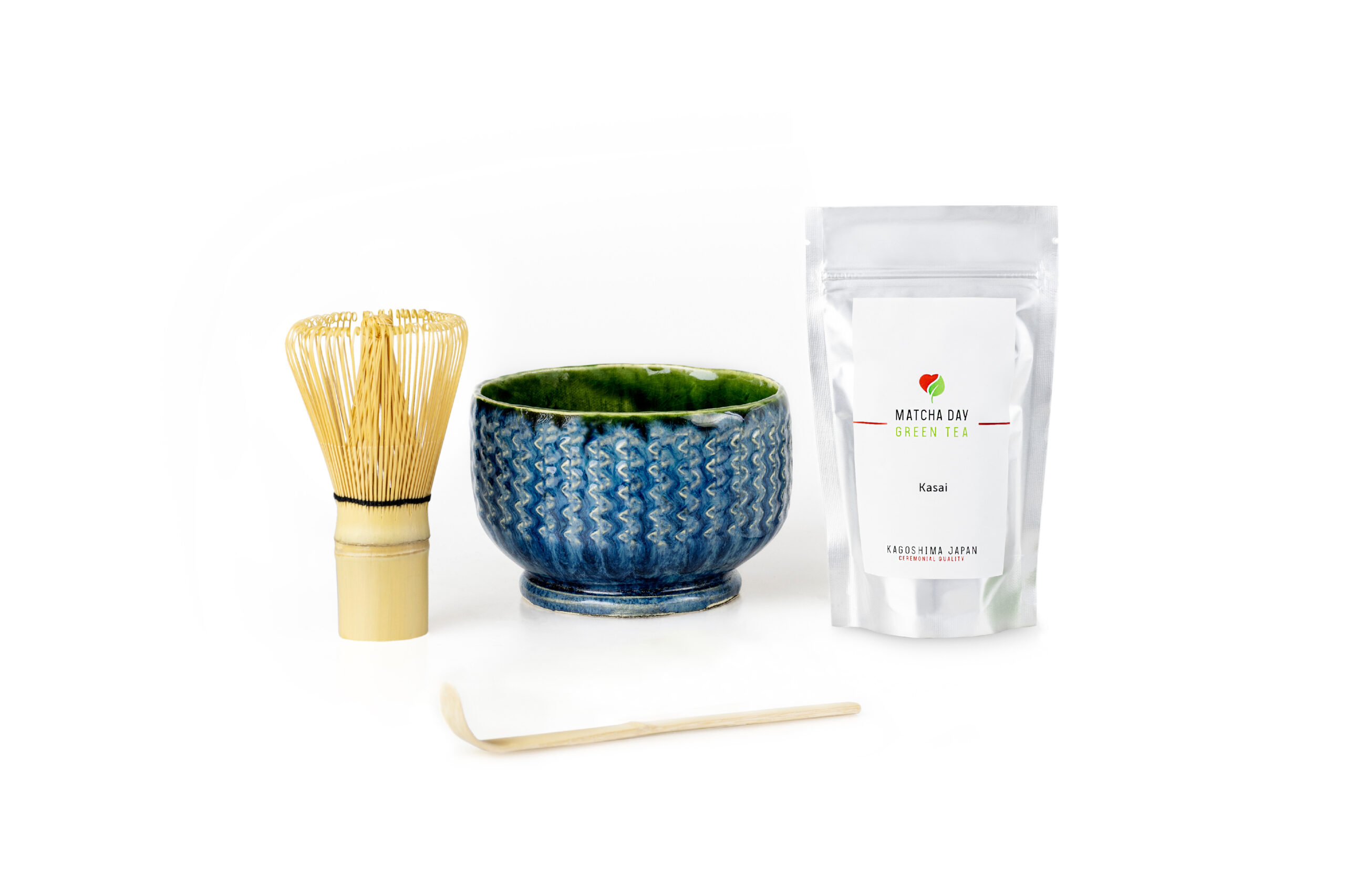 Matcha čaj set - Kasai 100g (ALU sáčok) modrá