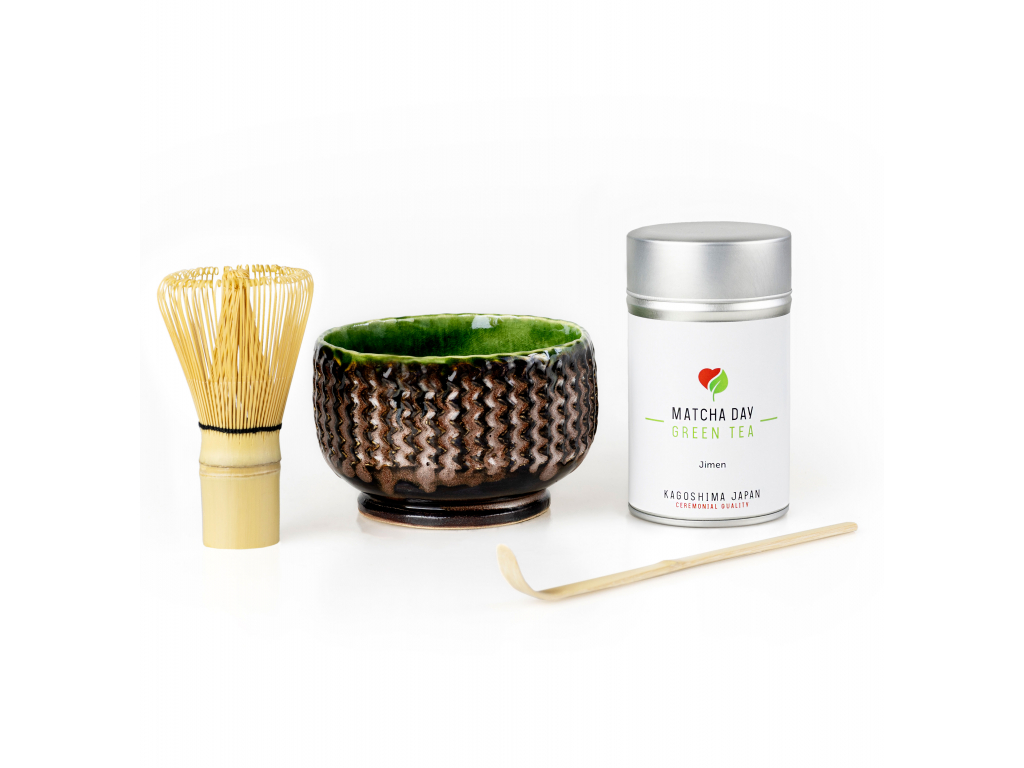 Matcha čaj set - Jimen 50g (plechovka) hnedá