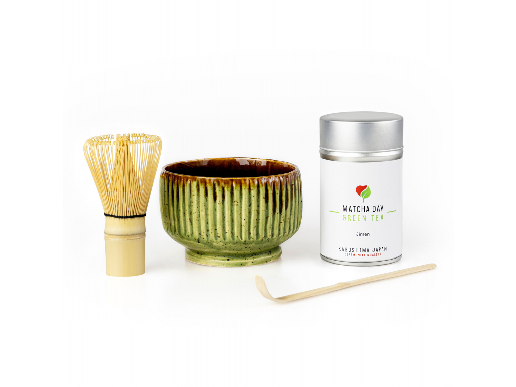 Matcha čaj set - Jimen 50g (plechovka) zelená