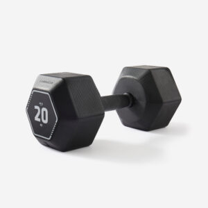 CORENGTH Šesťhranná činka Hex Dumbbell 20 kg na kruhový tréning a posilňovanie čierna