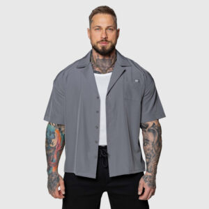 Oversized košeľa Iron Aesthetics Cuban, sivá