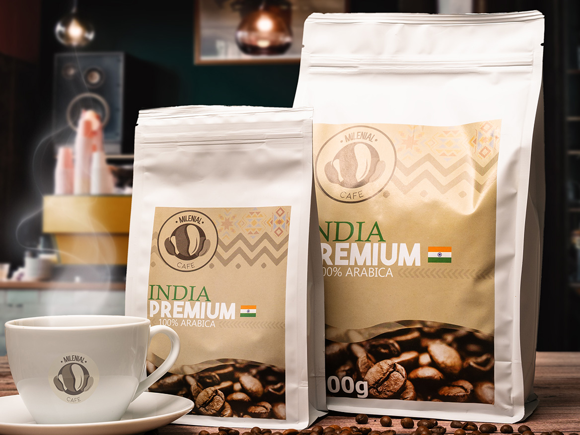 India - čerstvo pražené kávové zrná 100% Arabica - najlepší výber z Indie Hmotnosť: 1000g
