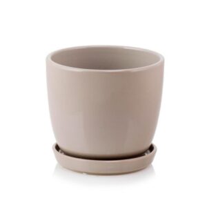 Keramický črepník s podmiskou Taupe 15 cm