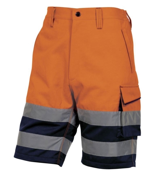 Delta Plus PHBE2 Reflexné pracovné bermudy M, Fluorescenčno oranžová-Námornícka modrá