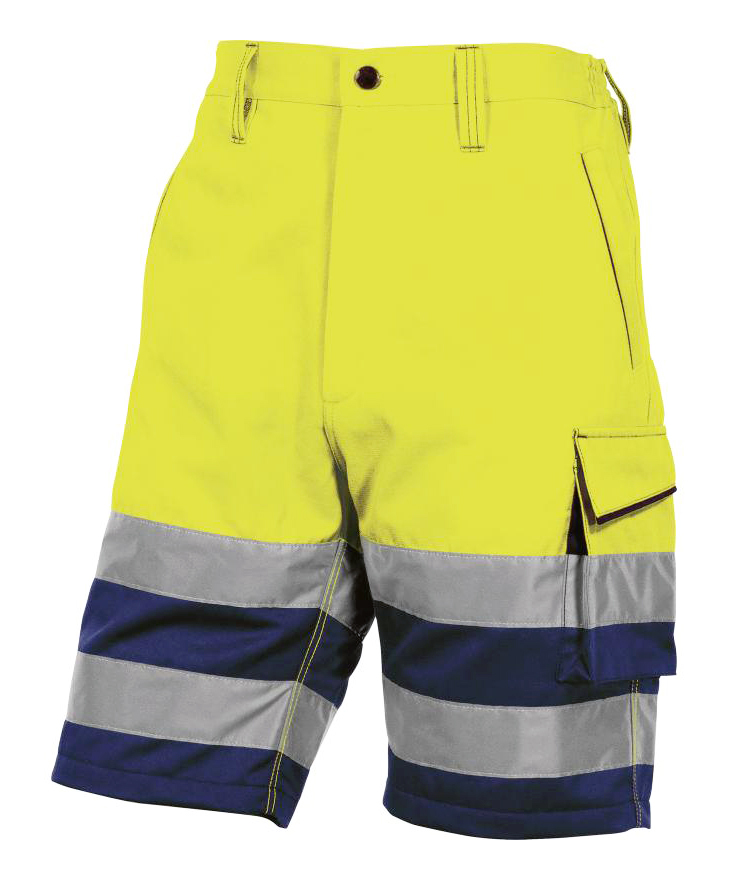 Delta Plus PHBE2 Reflexné pracovné bermudy M, Fluorescenčno žltá-Námornícka modrá